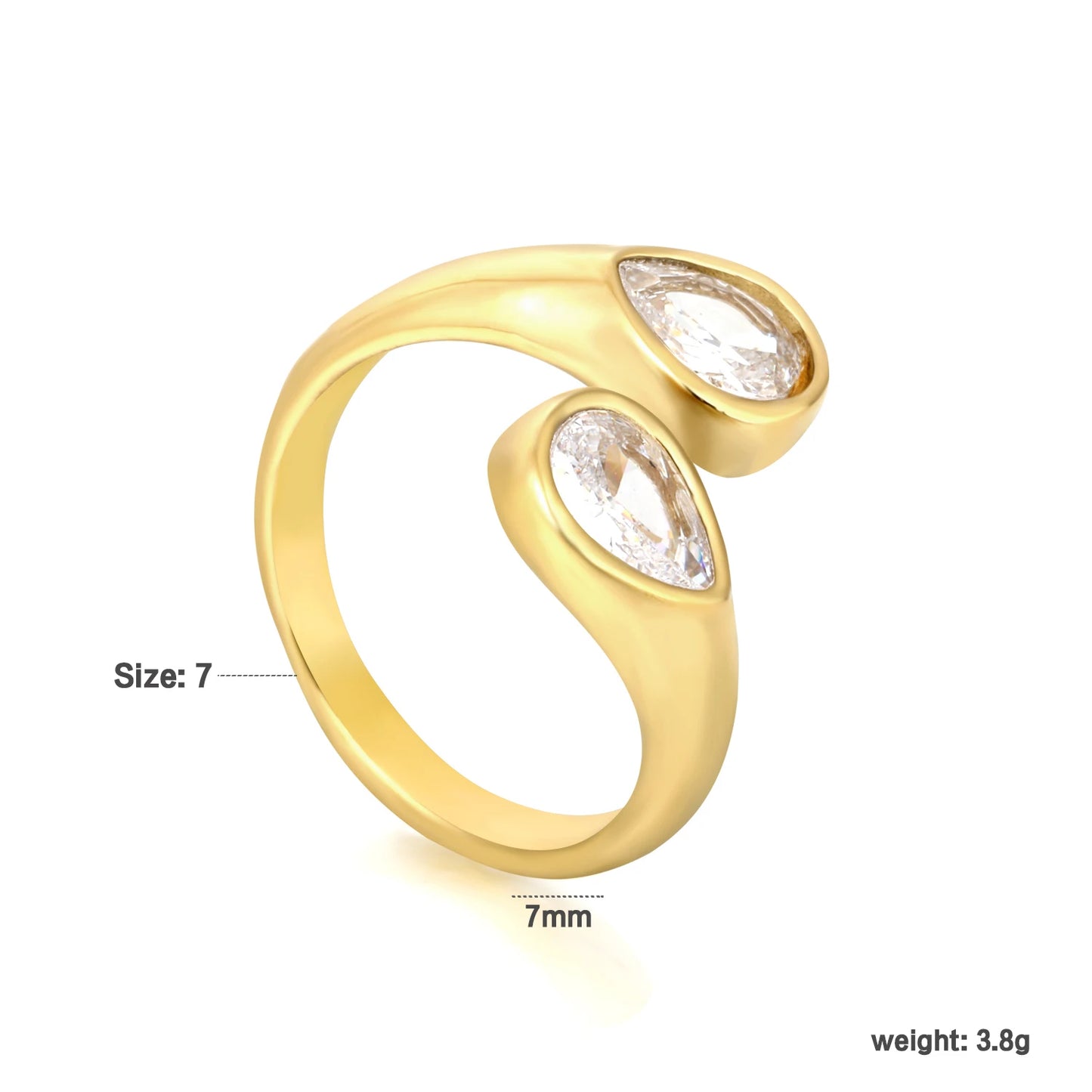 Bague gouttes élégante en acier inoxydable