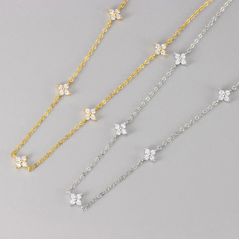 Collier pendentif trèfle à quatre feuilles en acier inoxydable