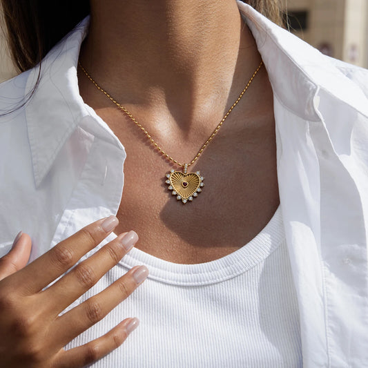 Collier cœur rouge strass