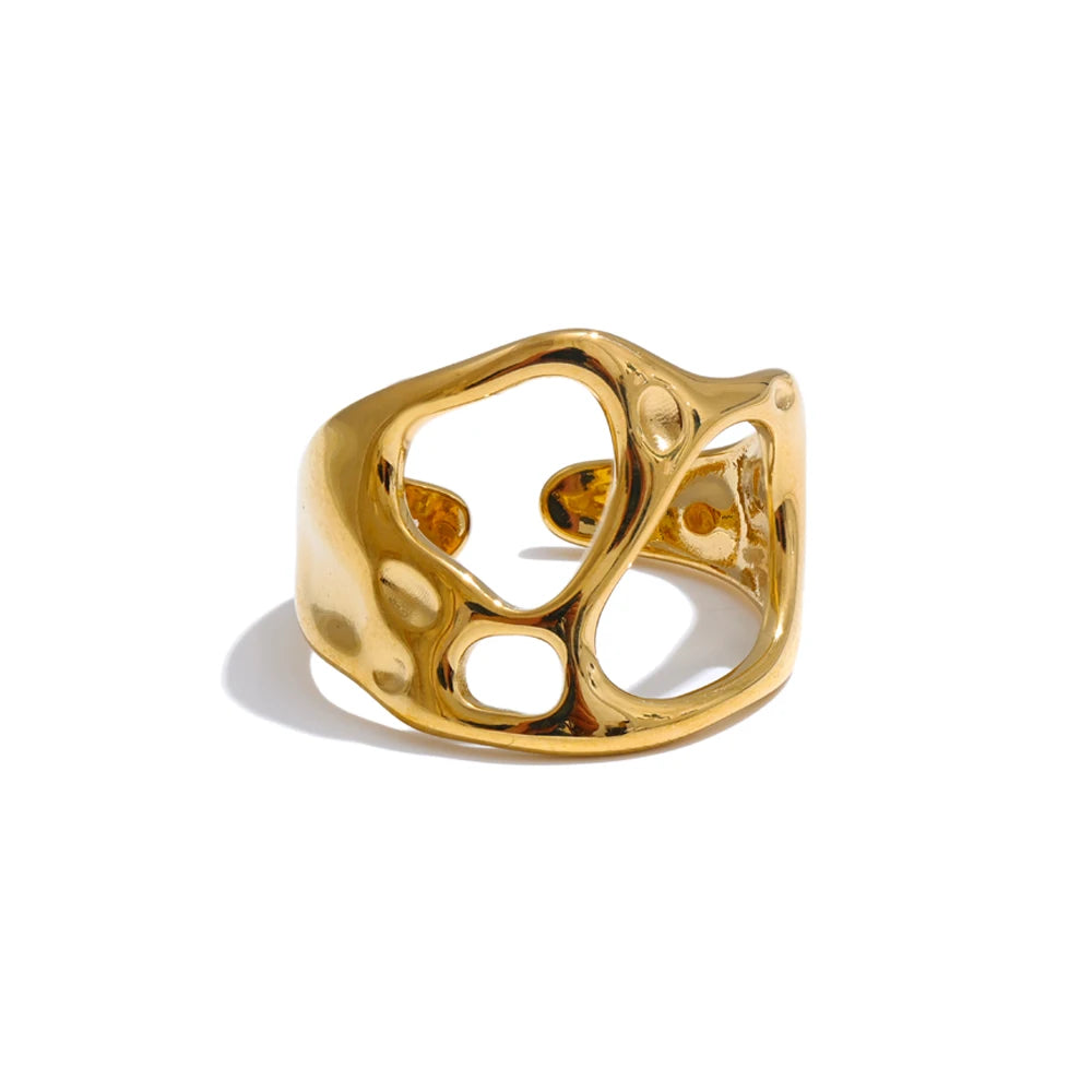 Bague ouverte géométrique ajourée