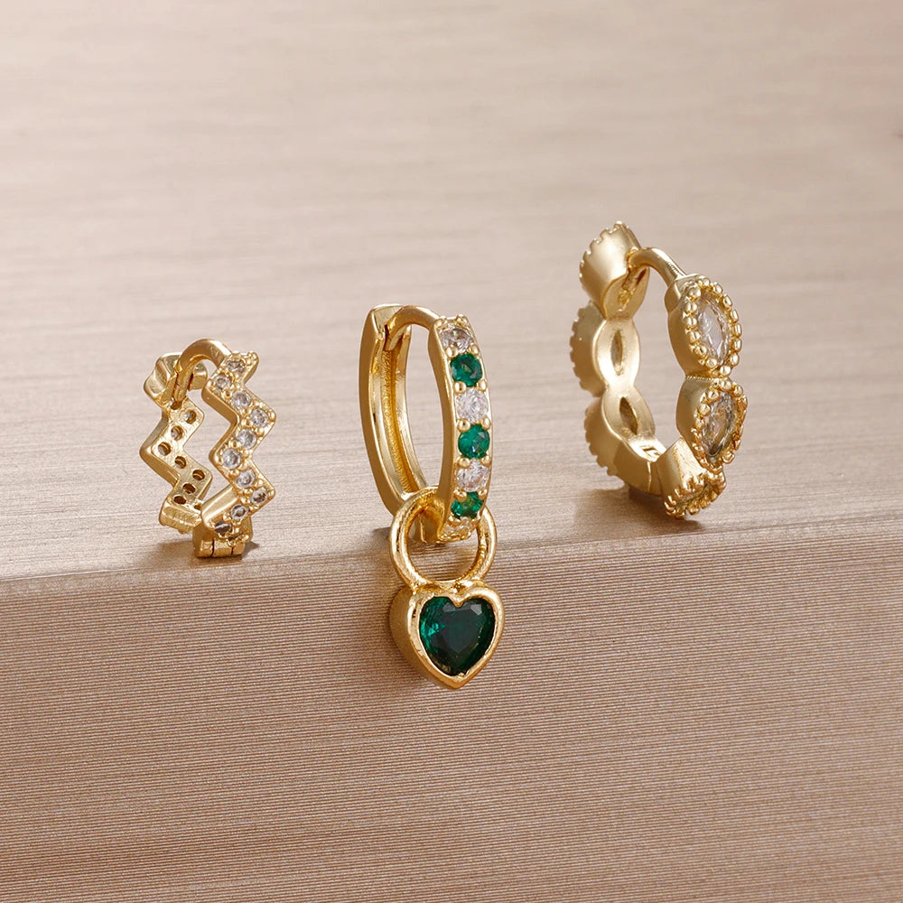 Ensemble de 3 Boucles d’Oreilles Colorées en Acier Inoxydable