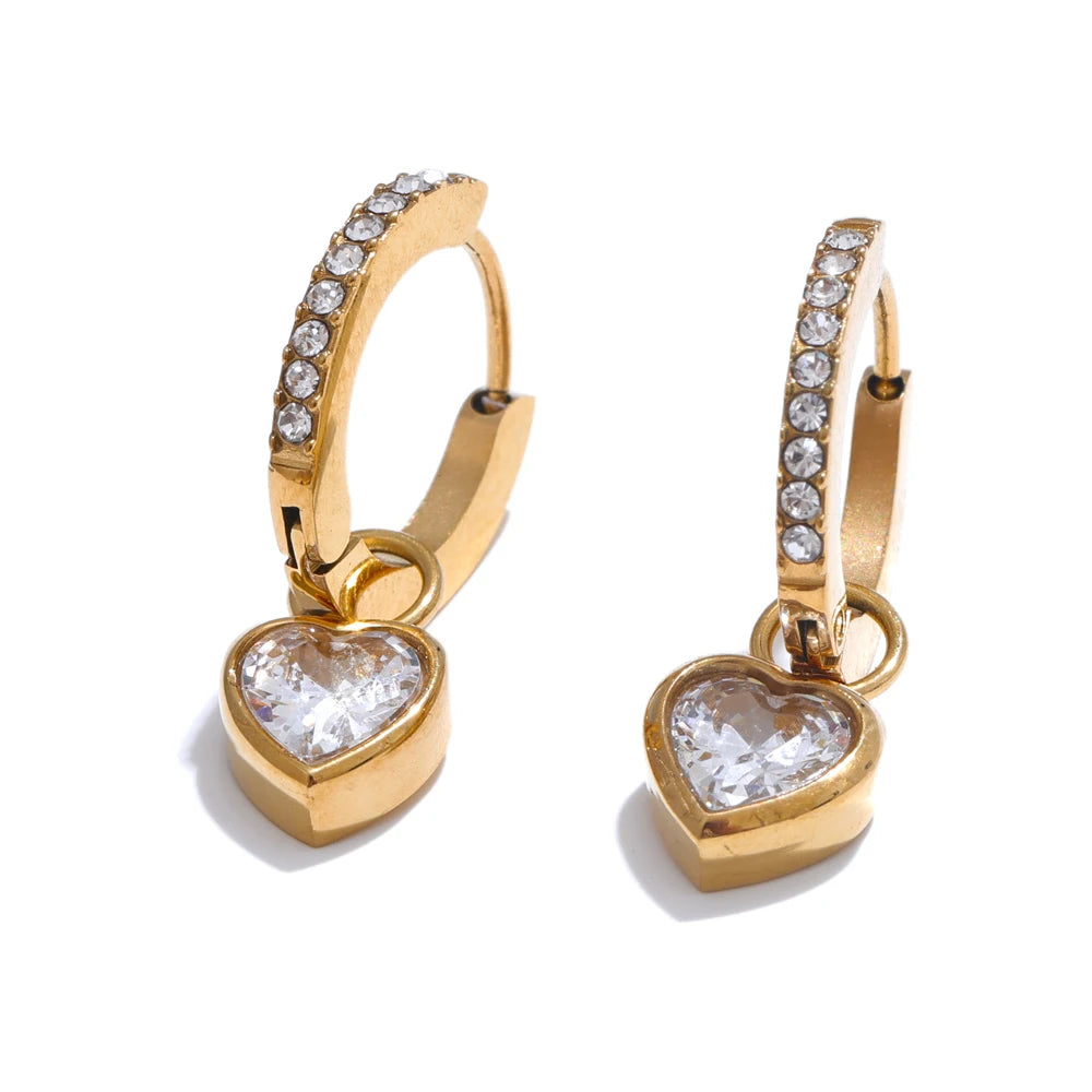 Boucles d’oreilles créoles cœur & zircone