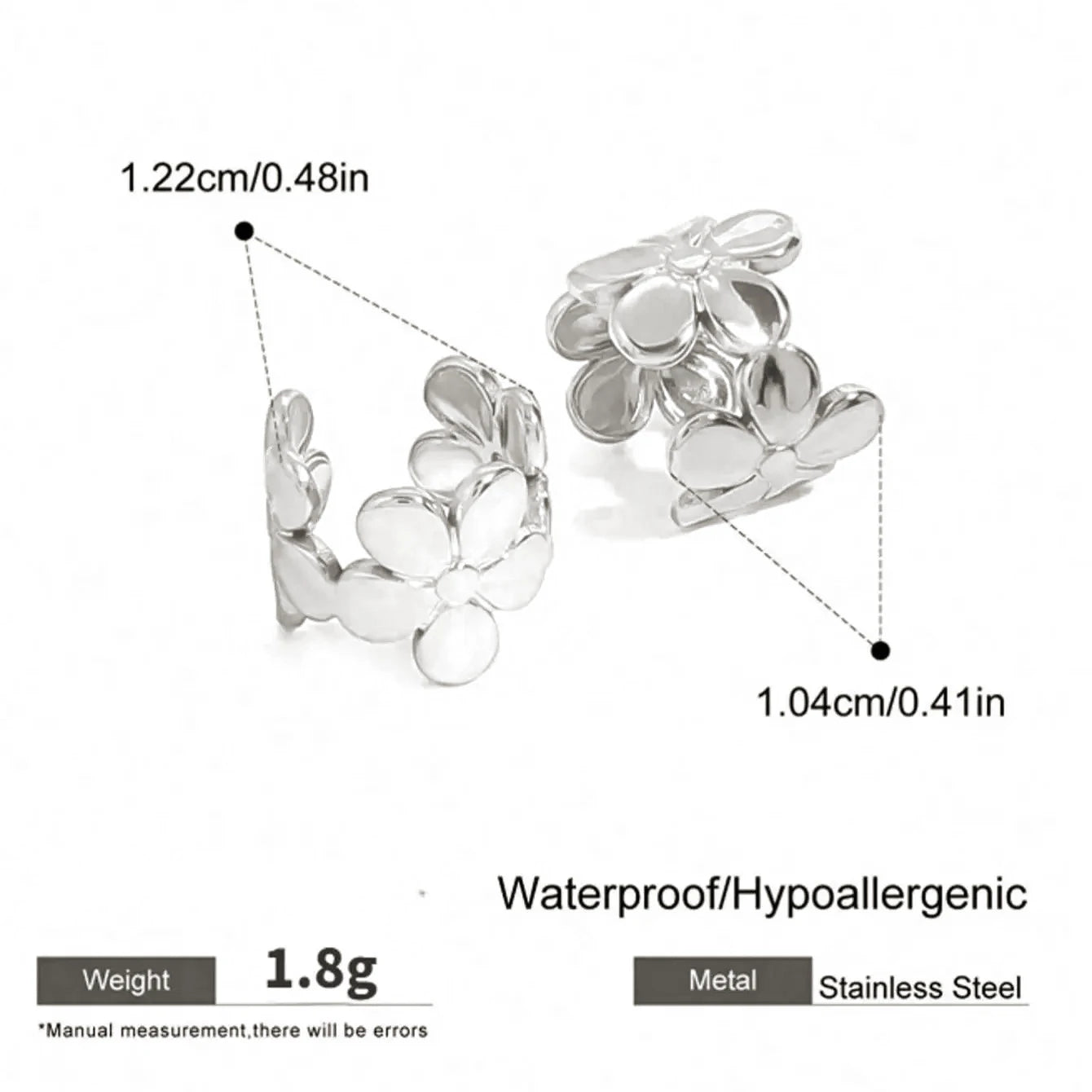 Duo de Faux Piercings Fleur en Acier Inoxydable