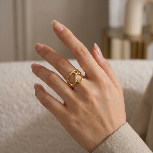 Bague ouverte géométrique ajourée