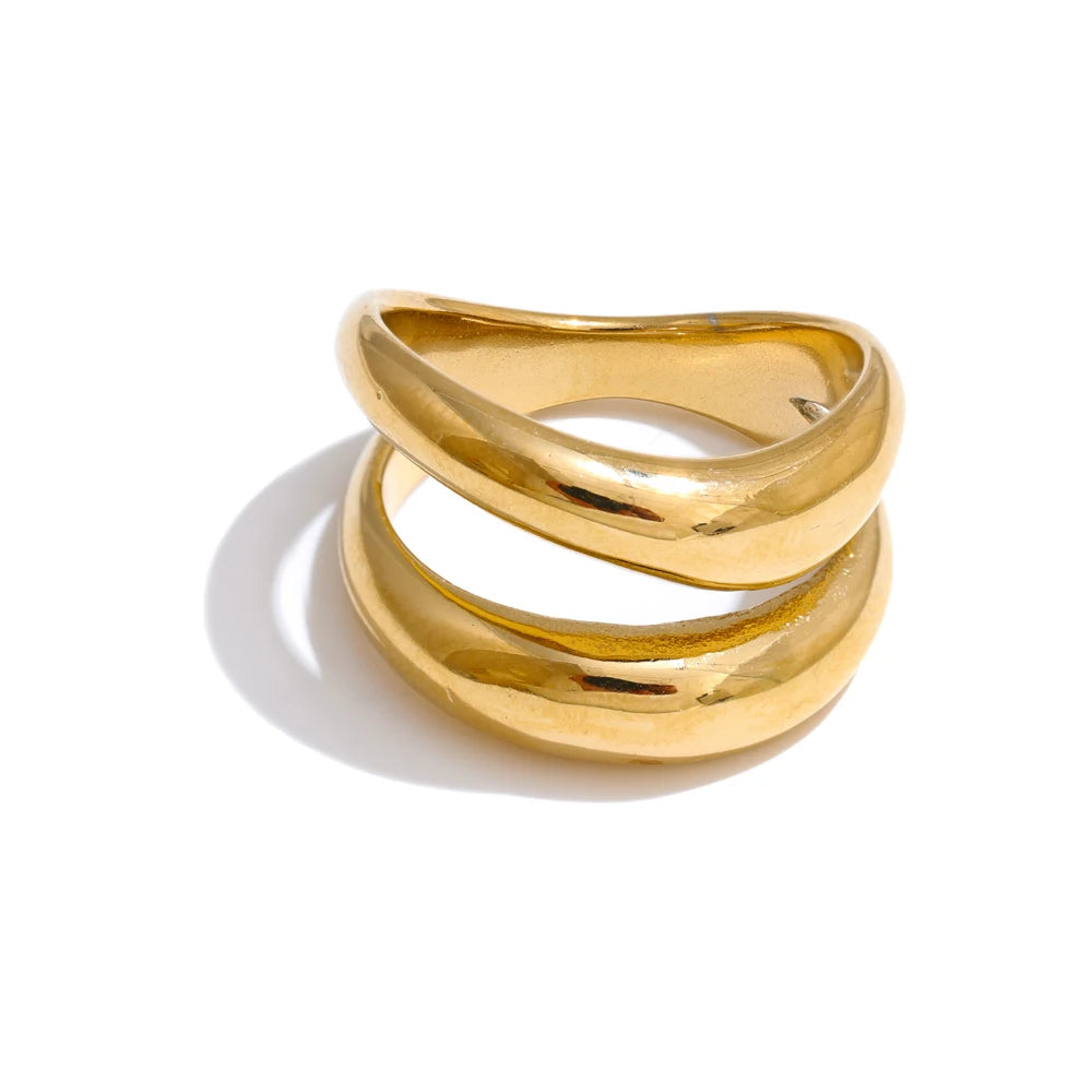 Bague double couche géométrique