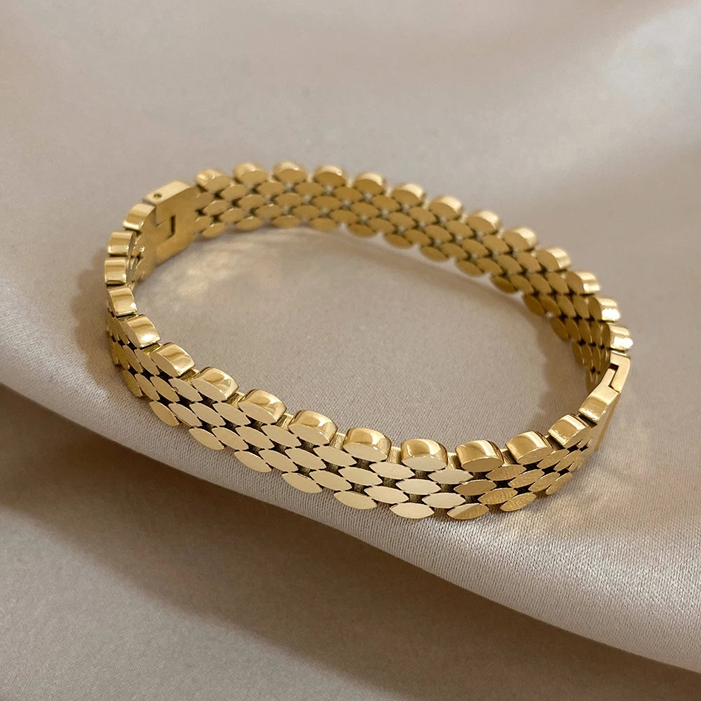 Bracelet Manchette étanche en motifs en acier inoxydable