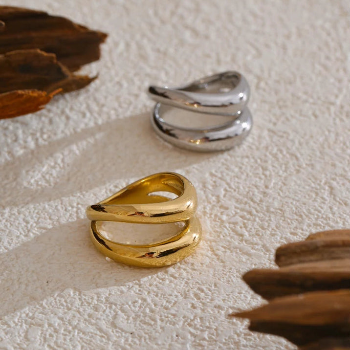 Bague double couche géométrique