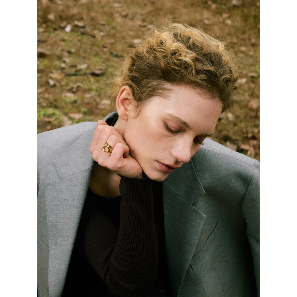 Bague ouverte géométrique ajourée