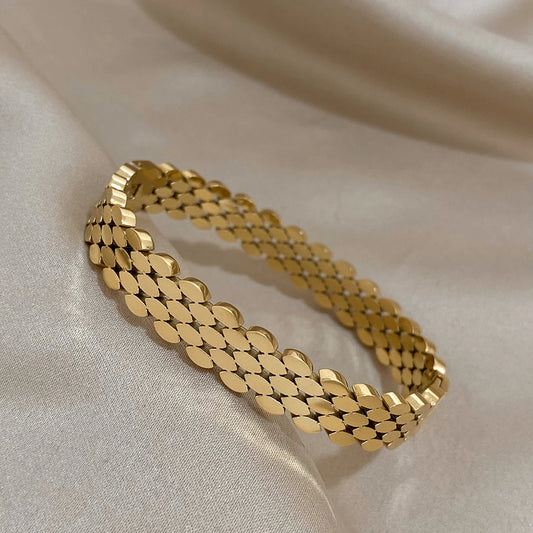 Bracelet Manchette étanche en motifs en acier inoxydable
