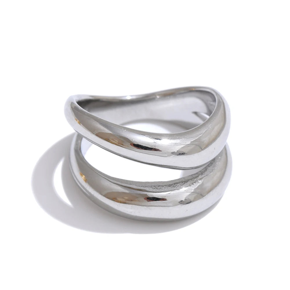 Bague double couche géométrique