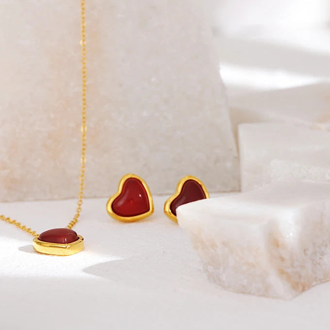 Collier pendentif cœur en agate