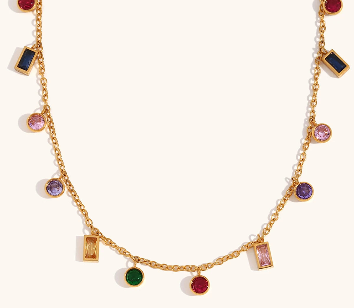 Collier de perles en zircone cubique en acier inoxydable