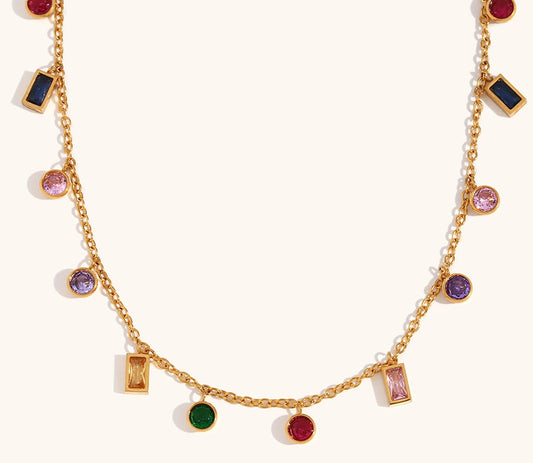 Collier de perles en zircone cubique en acier inoxydable