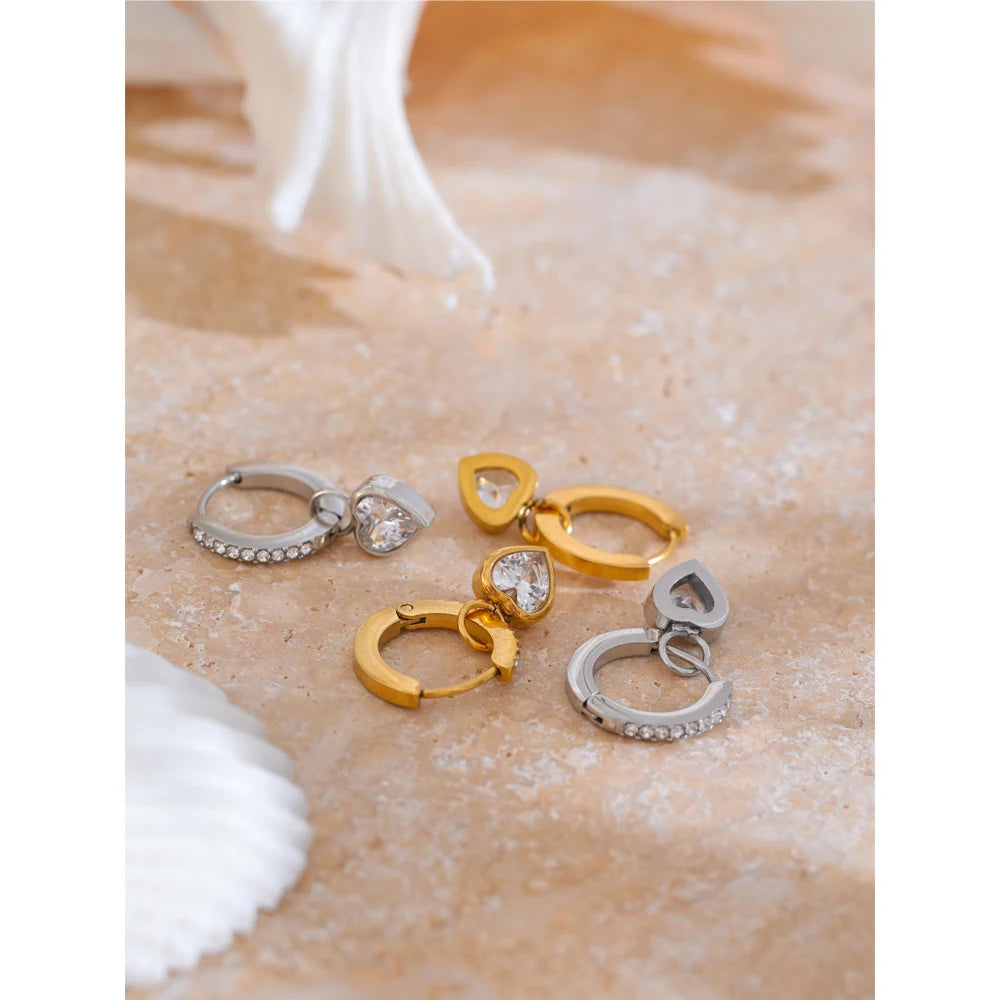 Boucles d’oreilles créoles cœur & zircone