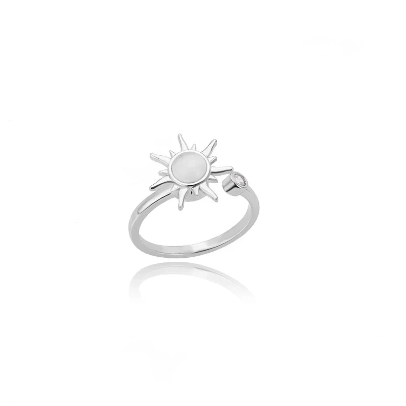 Bague Soleil En Plaqué Or 18K avec Zirconium