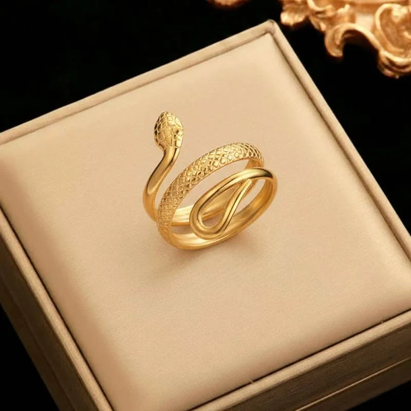 Bague en forme de serpent en acier inoxydable