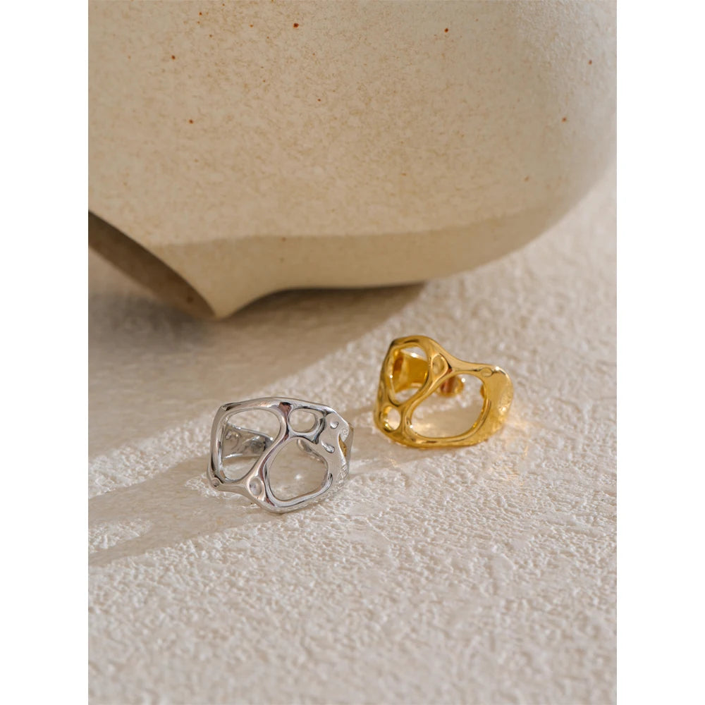 Bague ouverte géométrique ajourée