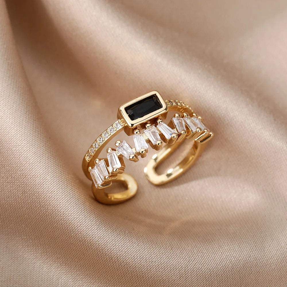 Bague ouverte zircon plaqué or