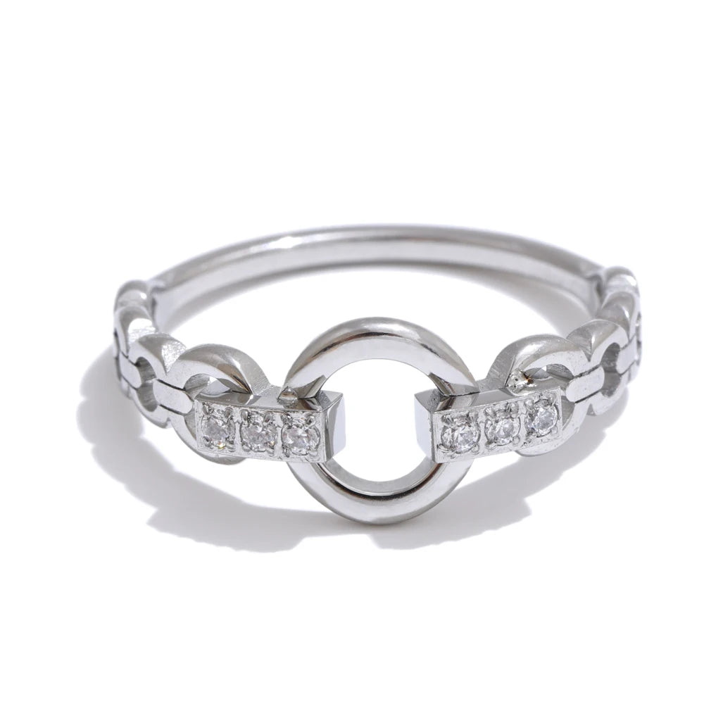 Bague à maillons & zircone