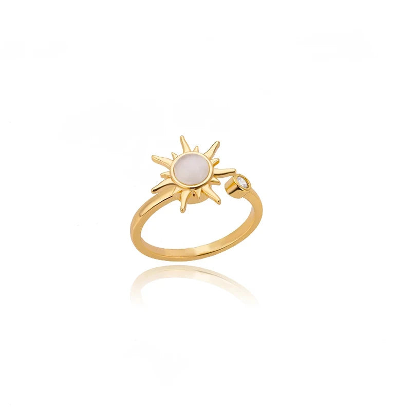 Bague Soleil En Plaqué Or 18K avec Zirconium