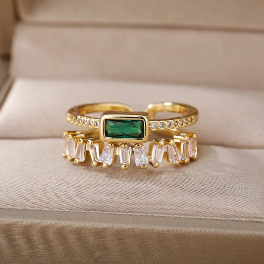 Bague ouverte zircon plaqué or