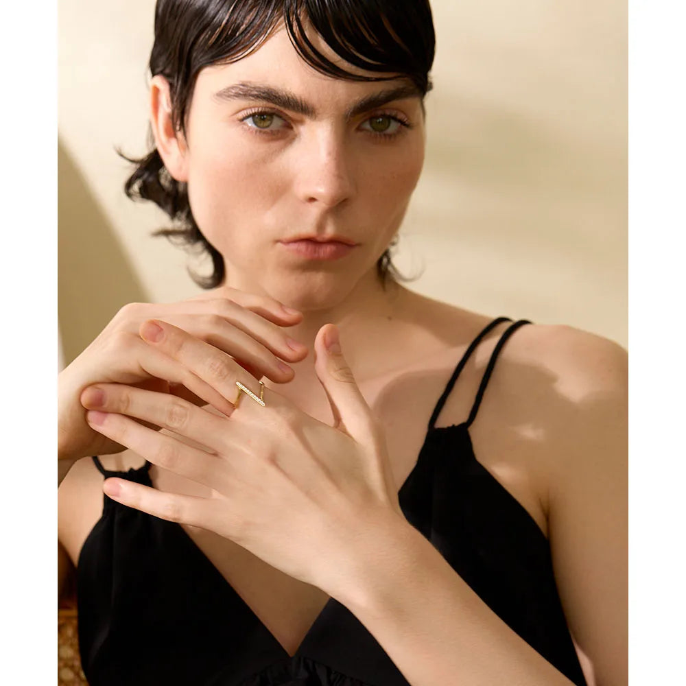 Bague torsadée en zircone - Effet diamants
