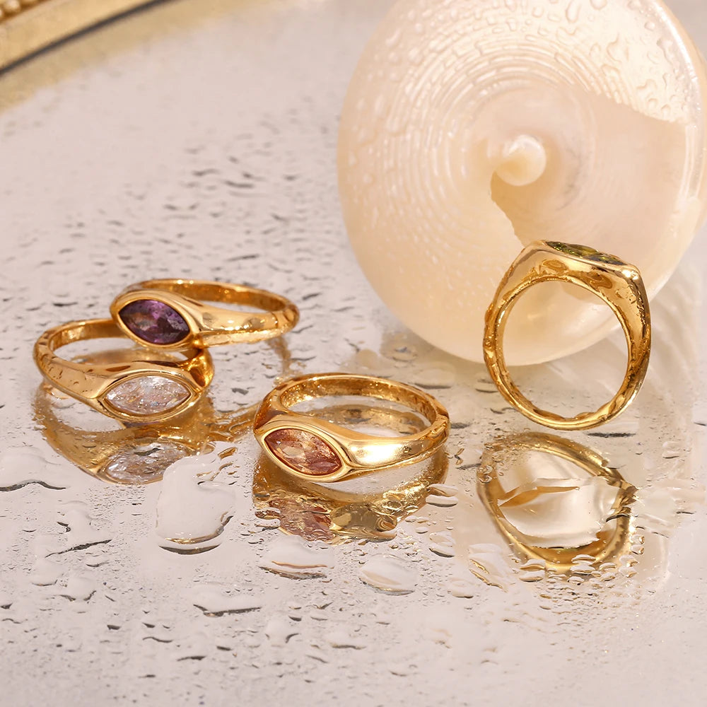 Bague scellée en Zircon œil de cheval