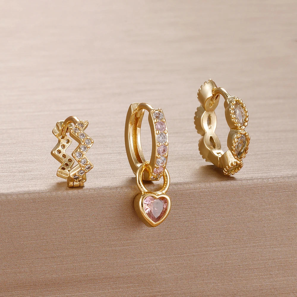Ensemble de 3 Boucles d’Oreilles Colorées en Acier Inoxydable