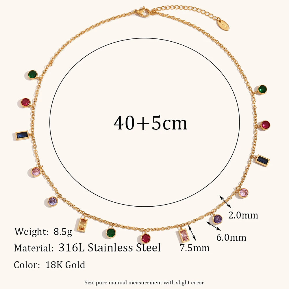 Collier de perles en zircone cubique en acier inoxydable
