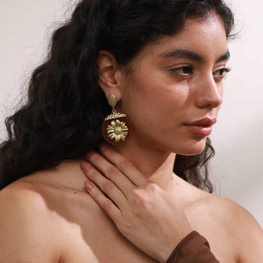 Boucles d’oreilles soleil en résine