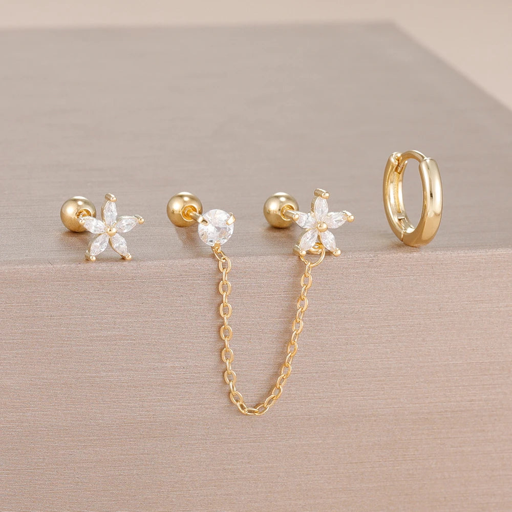 Lot de 3 boucles d’oreilles zircon