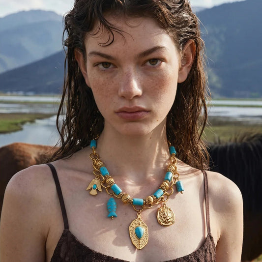 Collier turquoise & pendentif poisson