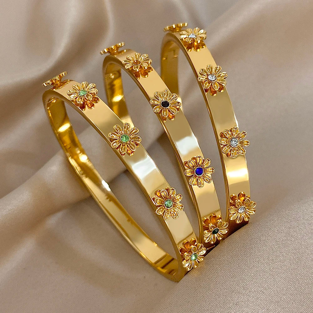 Bracelets de poignet en fleurs en acier inoxydable