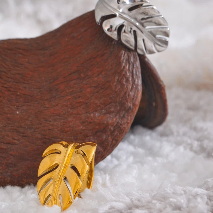 Bague ouverte feuilles