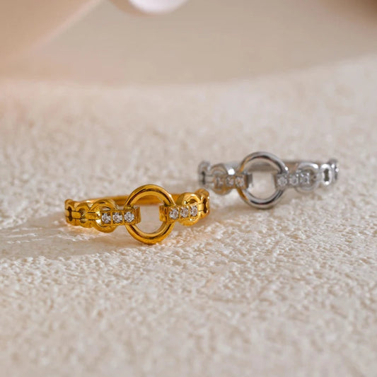 Bague à maillons & zircone