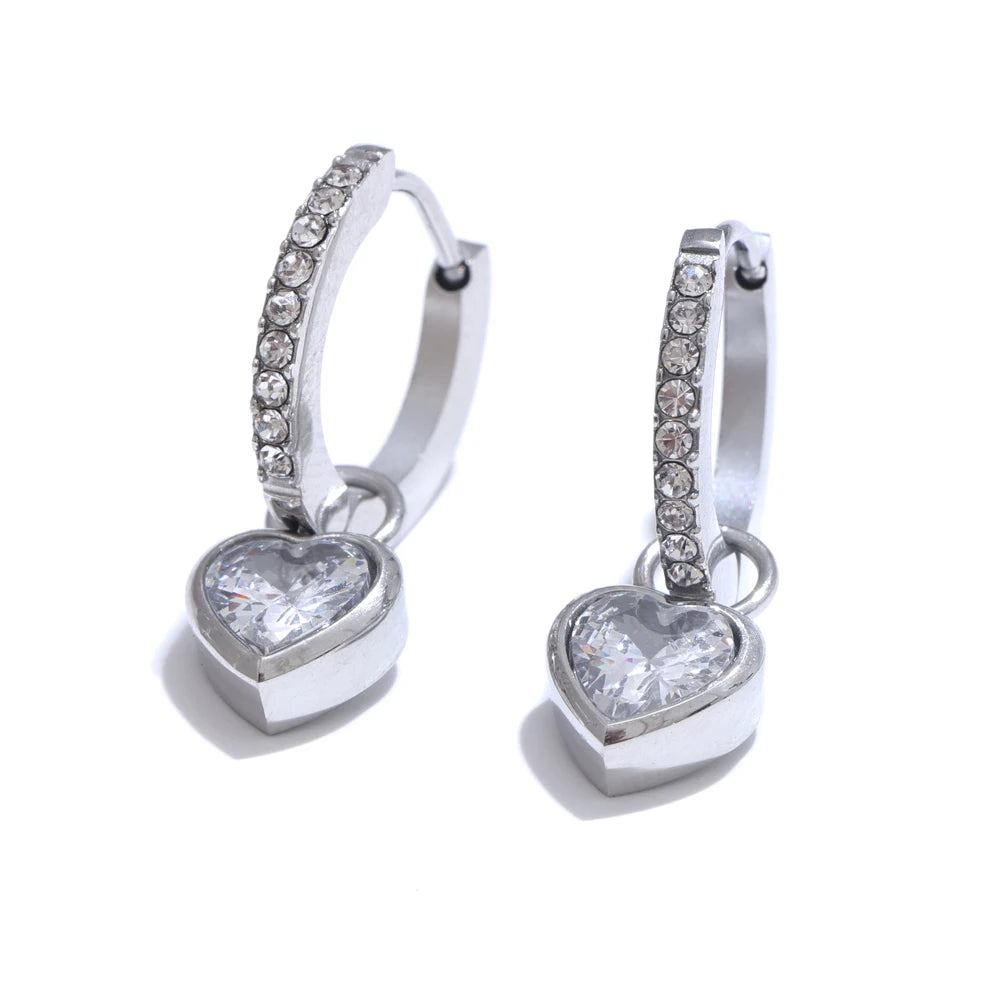 Boucles d’oreilles créoles cœur & zircone