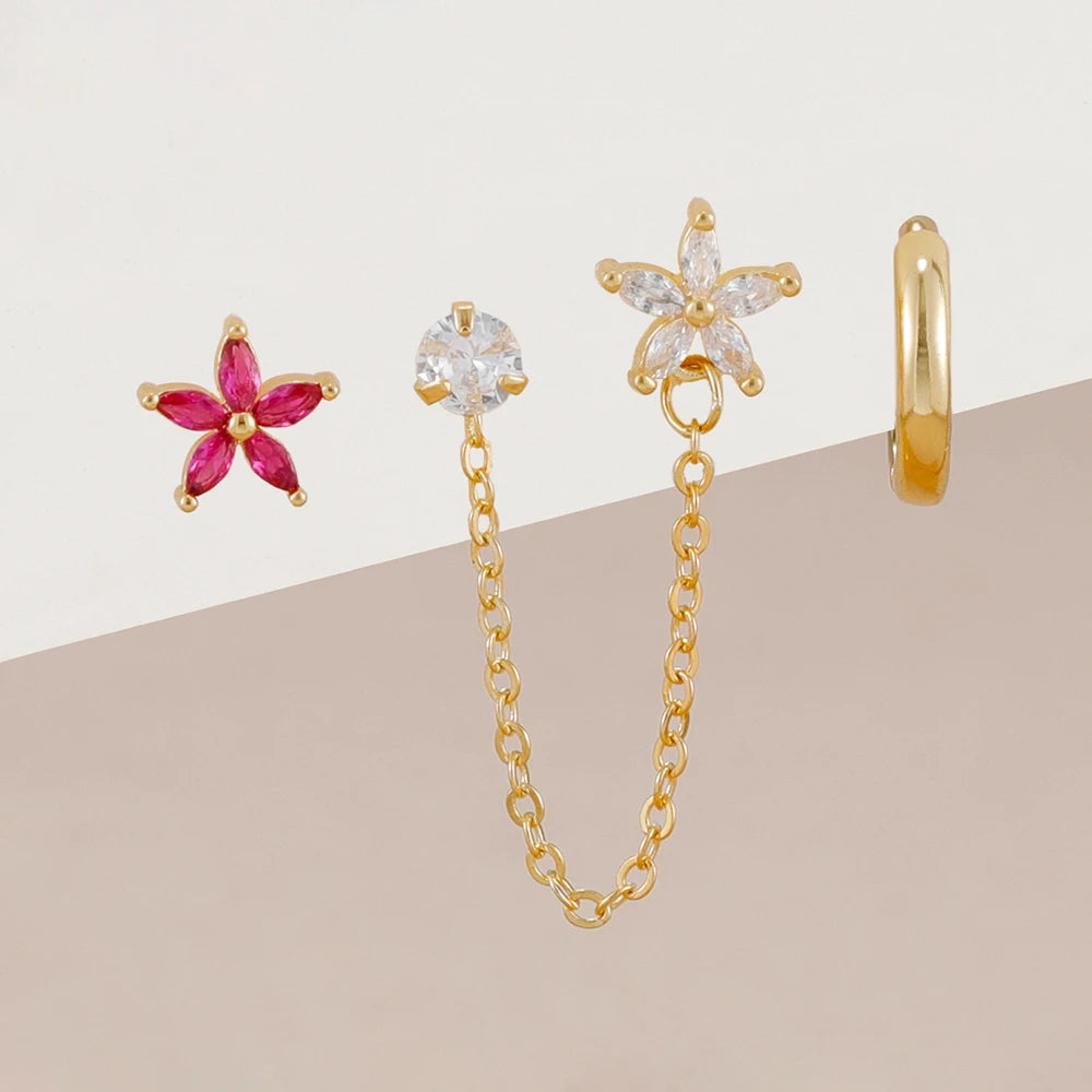 Lot de 3 boucles d’oreilles zircon