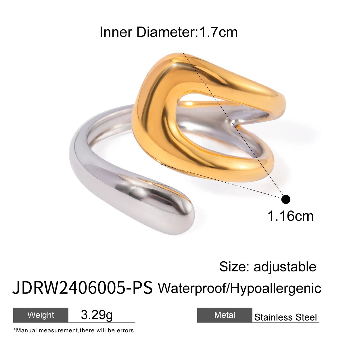 Bague géométrique en acier inoxydable