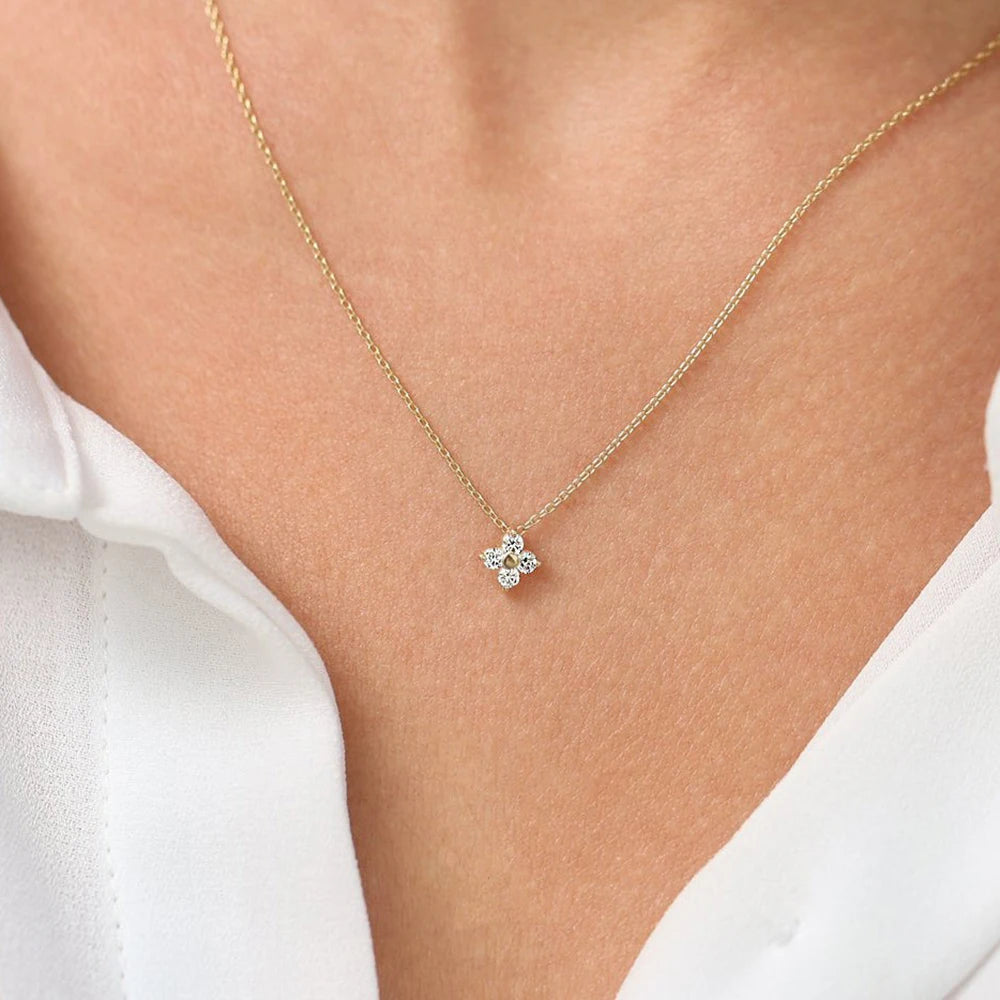 Collier Plante en Zircone en acier inoxydable