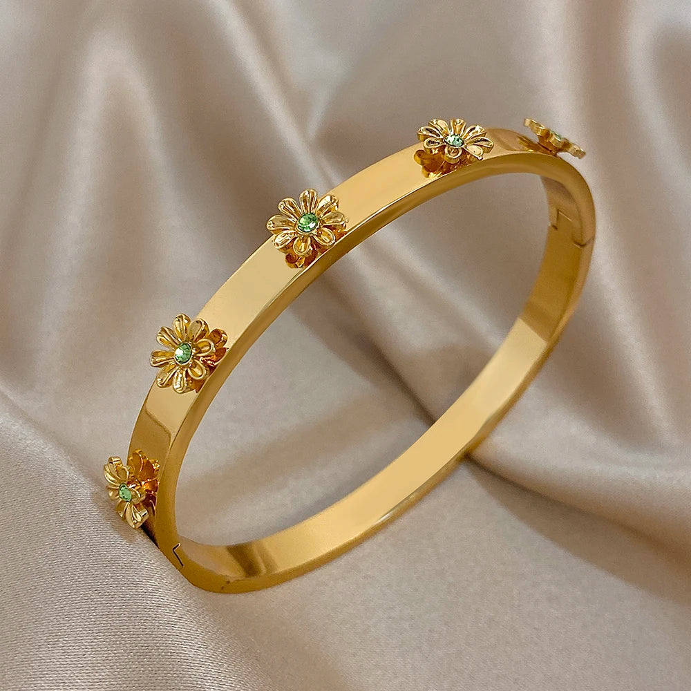 Bracelets de poignet en fleurs en acier inoxydable