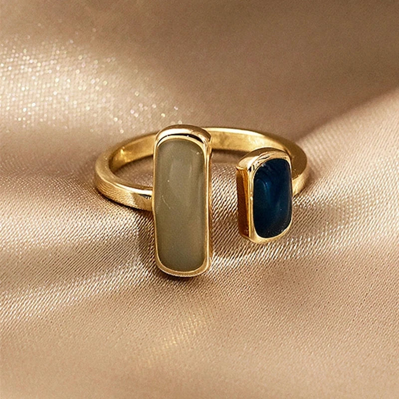 Bague goutte colorée en émail