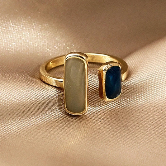 Bague goutte colorée en émail