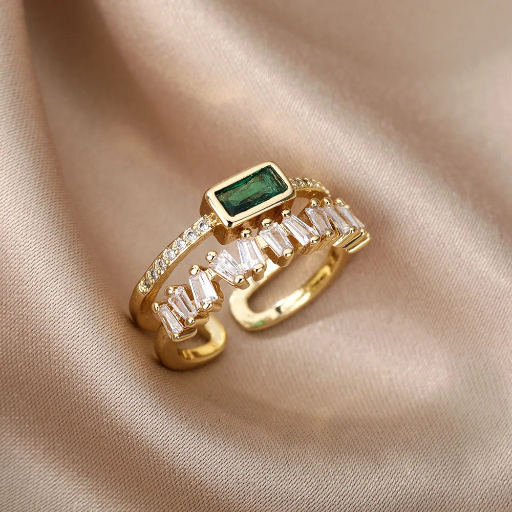 Bague ouverte zircon plaqué or