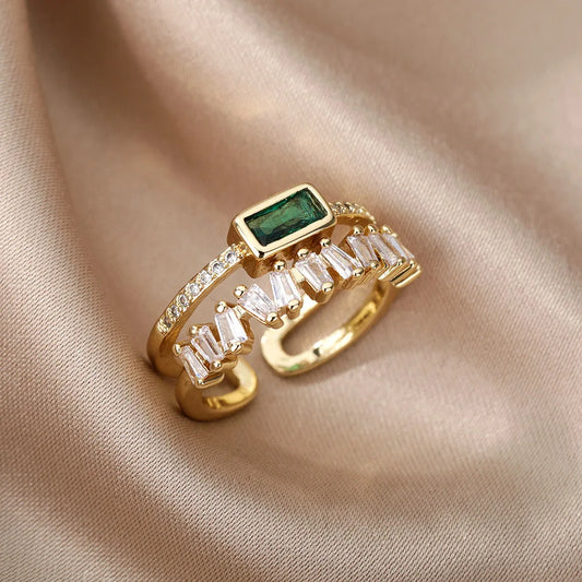 Bague ouverte zircon plaqué or
