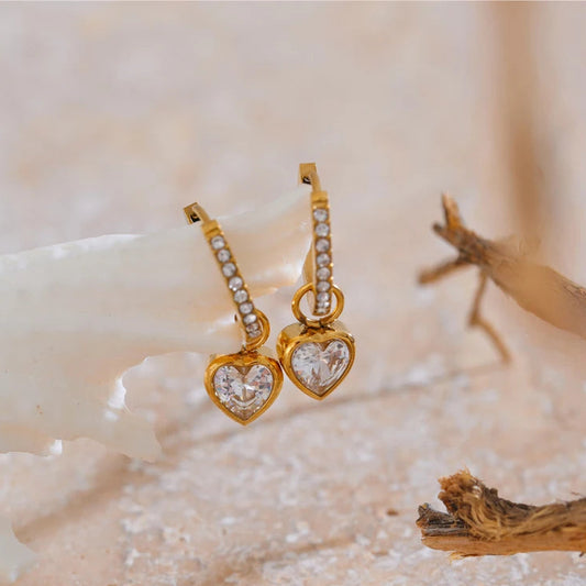 Boucles d’oreilles créoles cœur & zircone