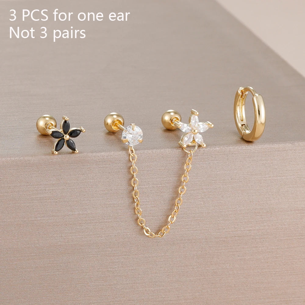 Lot de 3 boucles d’oreilles zircon