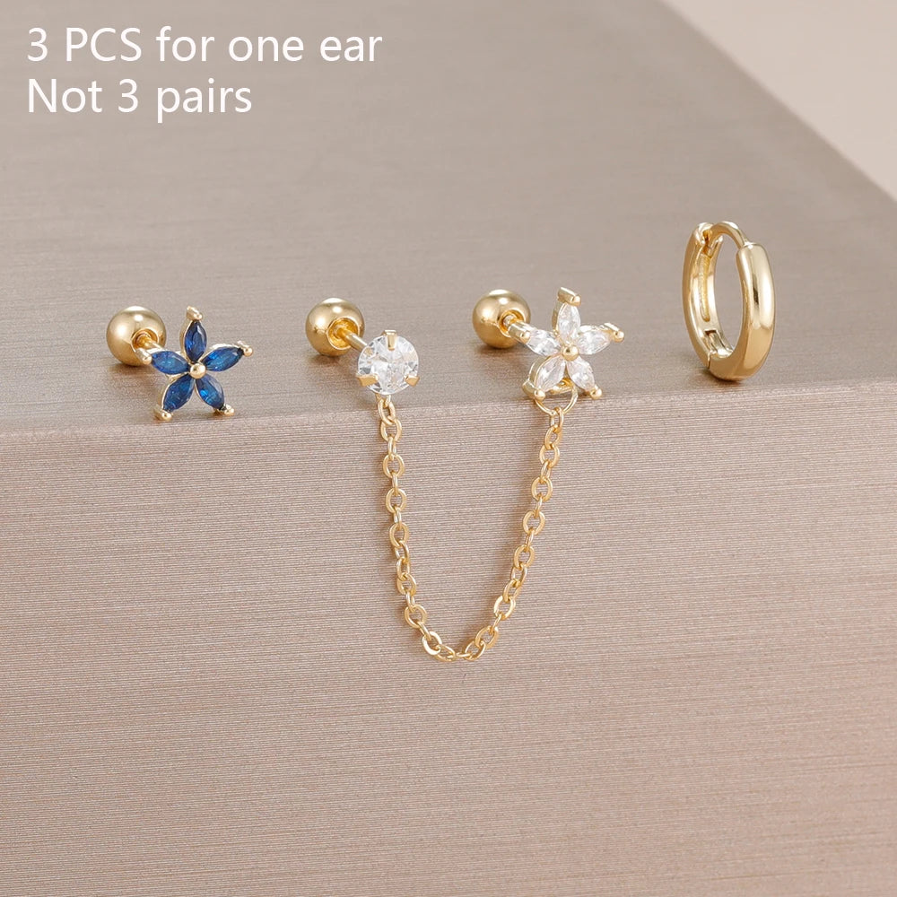 Lot de 3 boucles d’oreilles zircon