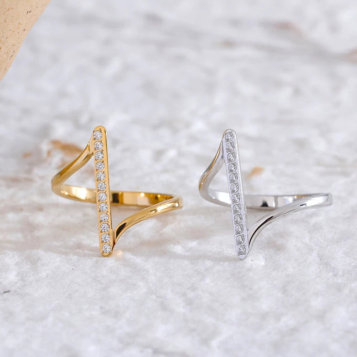 Bague torsadée en zircone - Effet diamants