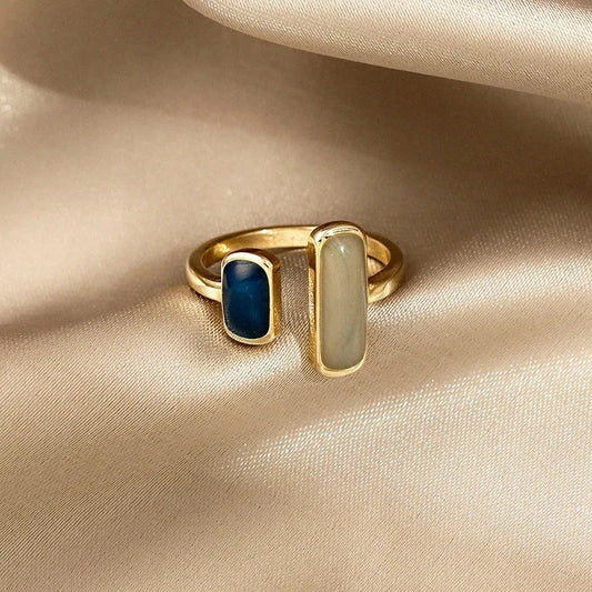 Bague goutte colorée en émail