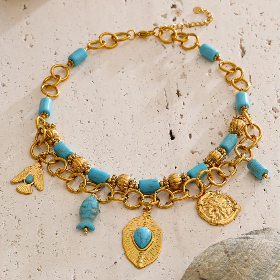 Collier turquoise & pendentif poisson